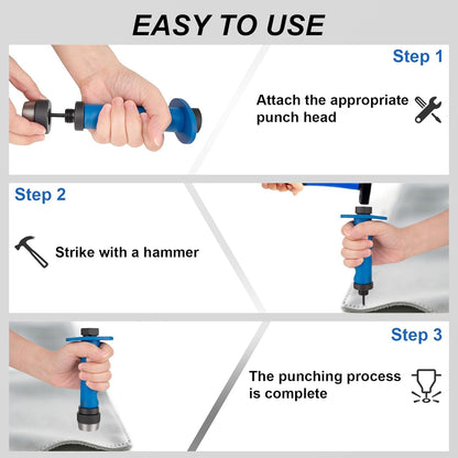 Hollow Punch Set, 14pcs Premium Leather Hole Punch Kit with Pin Point Punch Shaft, Gasket Cutting Puncher for Leather, Rubber & Plastic, 3/16" to 1-3/8"