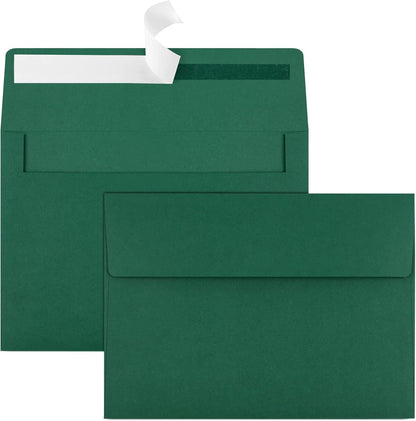 70 Pack A2 Dark Green Envelopes - Self Seal for Photos, Invitations, Greeting Cards & 4.5x5.5 Cards