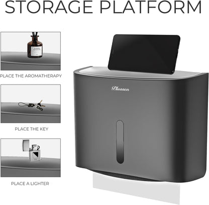 Paper Towel Dispenser Wall Mount, Adhesive No Drilling Multifold Trifold Cfold Commercial Hand Towel Dispenser,Silver-PN6015