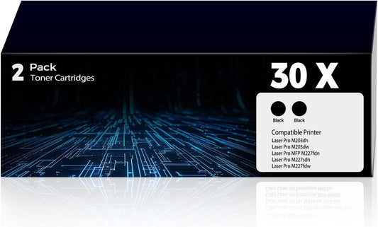 30X CF230X Black Toner Cartridges with Chip for M203dw Toner MFP M227fdn Toner Replacement for HP 30X 30A Toner Works with Laser Pro M203dn M203dw Pro MFP M227fdn M227sdn M227fdw Printer (2 Black)