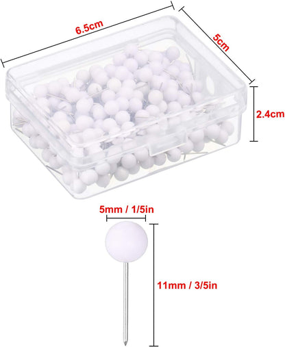 Map Tacks Push Pins Small Size 300 Packs (White, 1/5 Inch)