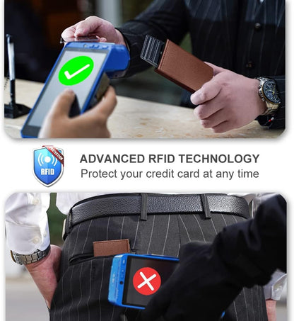 Aiuwo Wallet for Men,Mens Wallet Card Holder,Smart,Slim,Minimalist Wallet,Credit Cards Holder RFID Blocking Wallet (Card Wallet, Lichee Brown)