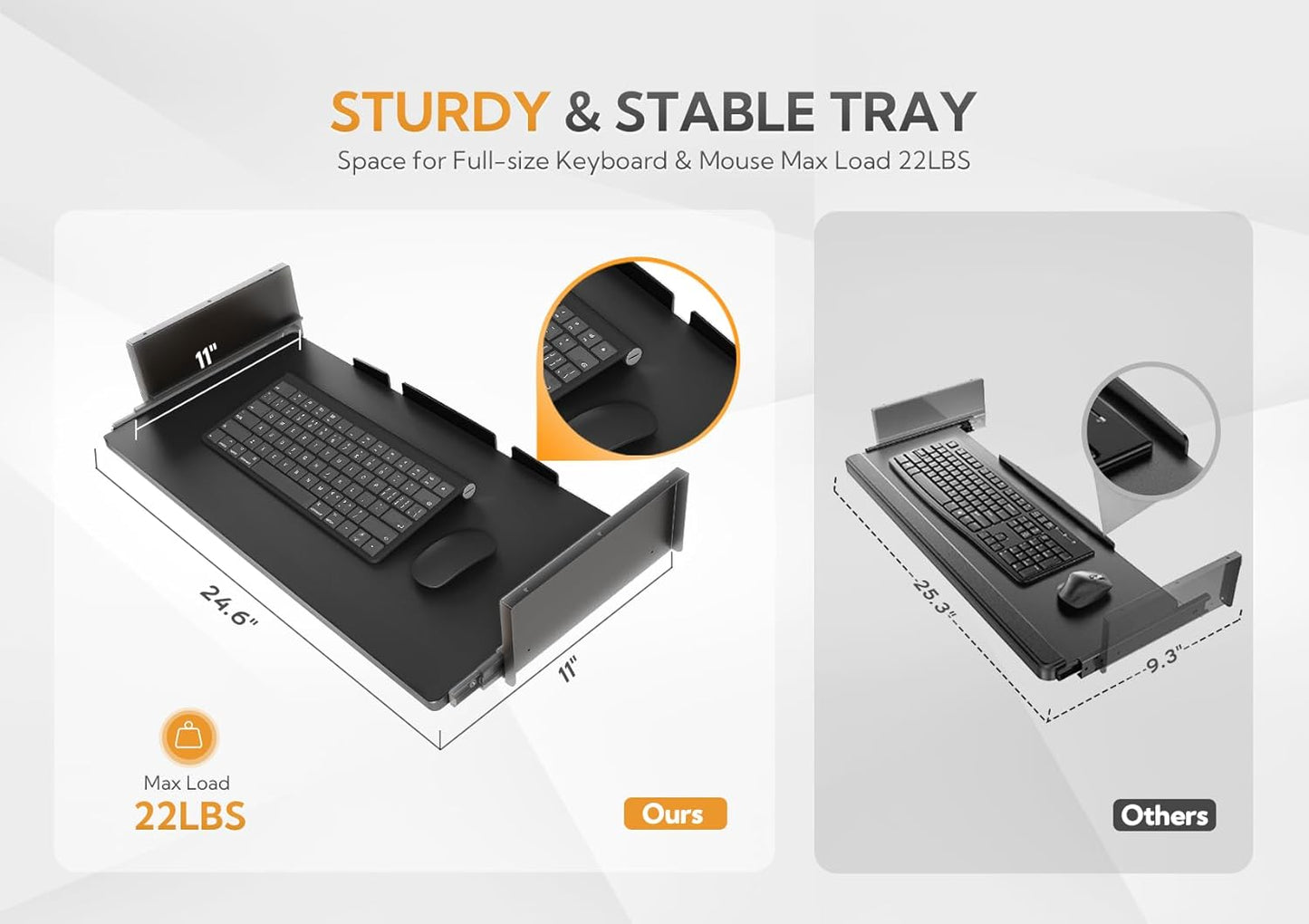 Claiks Standing Desk with Keyboard Tray, Standing Desk Adjustable Height, Raising Desks for Home Office and Computer Workstation, 55 Inches, Black