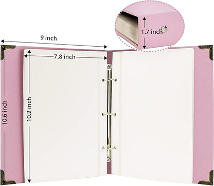 Vienrose Photo Album Self Adhesive 40 Pages Hardcover with DIY Scrapbooking Kit 3 Rings Paper Scrapbook for Lover Friends Kids Wedding Pink