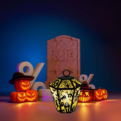 GLOBLELAND 3D Halloween Lantern Cutting Dies for Card Making Witch Spider Bat Black Cat Cut Die for DIY Scrapbooking Journal Embossing Paper Craft Decor