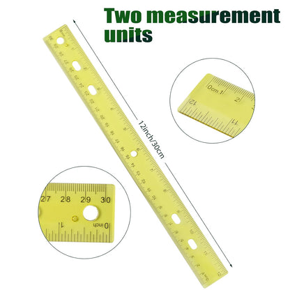28 Pack Plastic Ruler 12 Inch Transparent Rulers - Metric Bulk for Kids School Office Classroom, Yellow