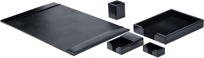 Dacasso Black Bonded Leather 5-Piece Desk Set