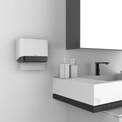 Paper Towel Dispenser Wall Mount, Adhesive No Drilling Multifold Trifold Cfold Commercial Hand Towel Dispenser,White-PN6012