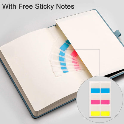 EMSHOI Graph Paper Notebook - 256 Pages A5 Graph Notebook/Journal, Hard Cover, 120gsm Thick Paper, Smooth PU Leather, Inner Pocket, 5.75'' × 8.38''-GrayBlue