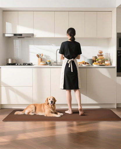 Ophanie Kitchen Mats for Floor, 3/4 Inch Thick Kitchen Rugs, Anti Fatigue Standing Cushioned Mat, Waterproof,Comfort Ergonomic Mat for Office, Home, Sink, 24'' x 70'' Brown Non-Slip Bottom