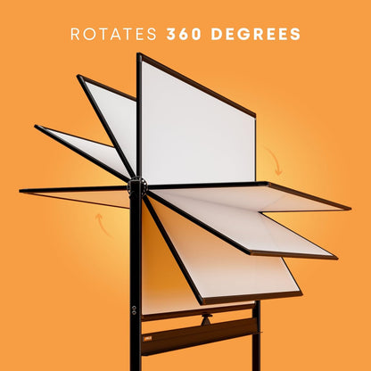 Rolling Dry Erase Board 96 x 46 - Large Portable Magnetic Whiteboard with Stand - Double Sided Easel Style Whiteboard with Wheels - Mobile Standing White Board for Office, Classroom & Home