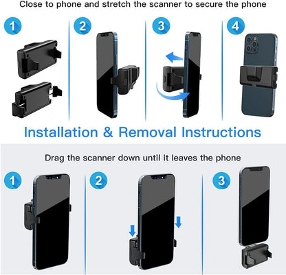 Eyoyo 2D QR Bluetooth Barcode Scanner, Mini Wireless Back Clip-on Phone Bar Code Scanner for 1D QR PDF417 Data Matrix Code Reader, Work with iPhone, Android, iOS for Warehouse Library Book Inventory