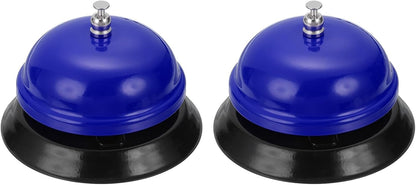 uxcell 2Pcs Desk Service Call Bell, 3.35 Inch Metal Dinner Service Bell Ring for Hotel Restaurant Reception Area and Wedding Party Events, Blue