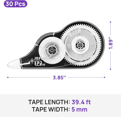30 Pcs Correction Tape, 39.37 Ft White Wrong Out Tear-Resistant Bulk, Instant Corrections Easy to Use Applicator for School, Office, Note Taking, Journal (Tape Width 0.2 in，Clear)