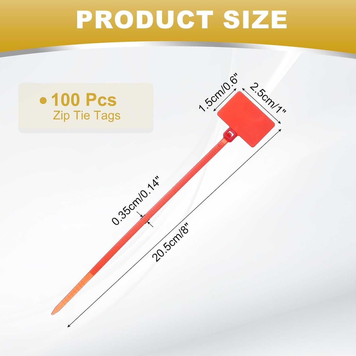 uxcell 100 Pcs Cable Label Marker Tags, Nylon Cable Zip Tie Tags 8.7 Inch Writable Self-Locking Wire Labels Zip Ties for Organization Marking, Red