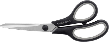 Scissors 8" Multipurpose Titanium Coated Sturdy Sharp Scissors Right/Left Handed Comfort-Grip Handles for Office Home School Sewing Fabric Craft Supplies Black