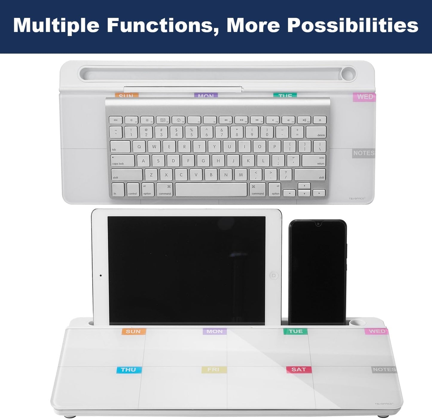 TSJ OFFICE Whiteboard Weekly Dry-Erase-Board - Desktop White Board Calendar Desk Organizers with Accessories Computer Keyboard Stand with Drawer, for Office, Home, School Supplies