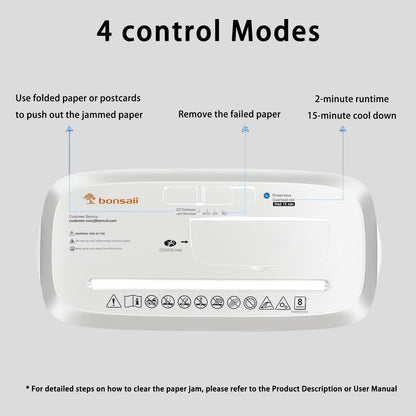 Bonsaii Quiet Strip-Cut Shredder, Up to 8 Sheets, Offering high Security, CDs, Credit Cards, Overheat Protection, Equipped with a 3.4-Gallon bin, Operates Quietly, Ideal for Home Office, White