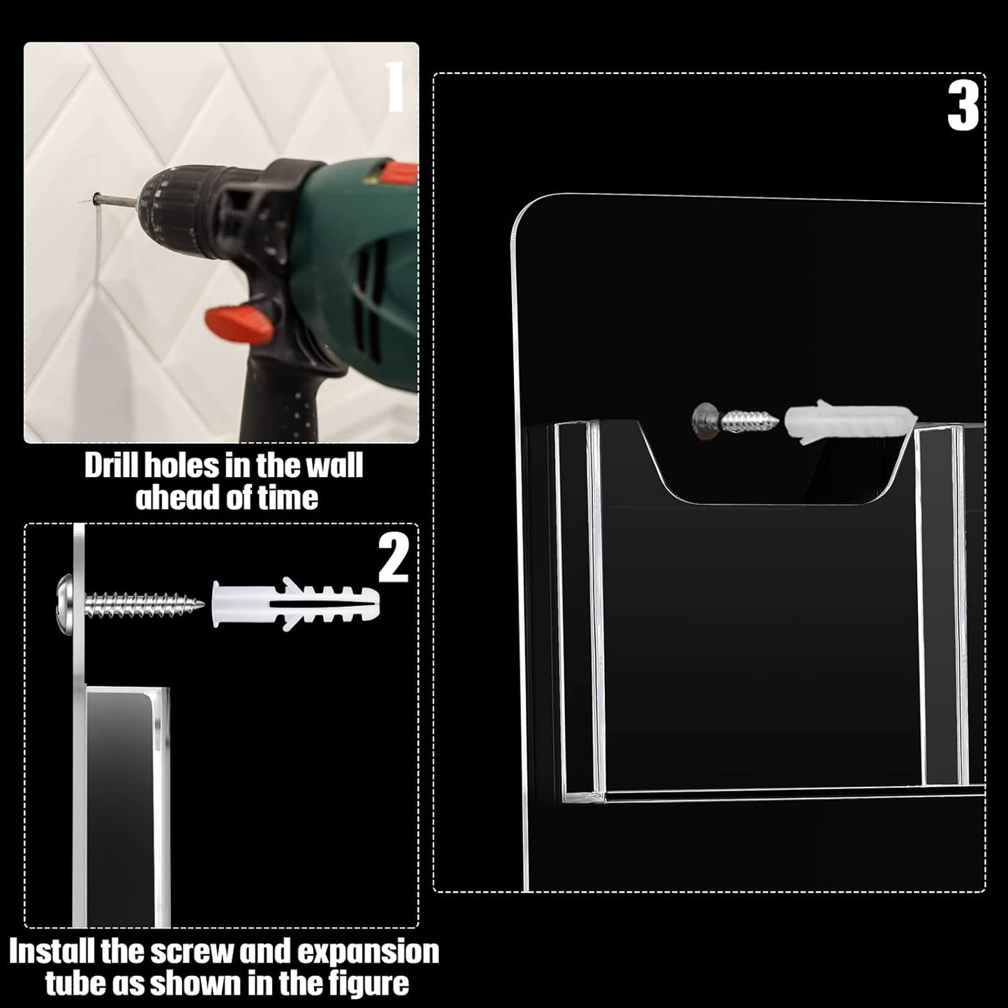 Eersida 10 Pockets Acrylic Brochure Pamphlet Holder Brochure Display Stand Business Tri Fold Multi Slot Holder Rack Wall Mount Clear Pocket Space Saver for Flyer Literature Menu Advertise