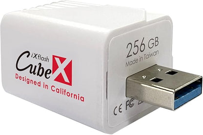 iXflash Cube 256GB Photo Storage Device Apple MFi Certified USB Type A for iPhone & iPad, Auto Backup Photos & Videos