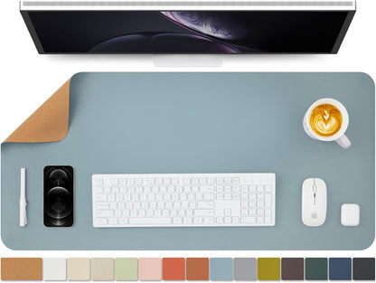 Cork Desk Mat - Dual-Sided Desk Pad for Office and Home - Desk Organization and Accessories - Ideal for Large Mouse Pad and Desk Mats on Top of Desks(Light Blue,90cmx 43cm)