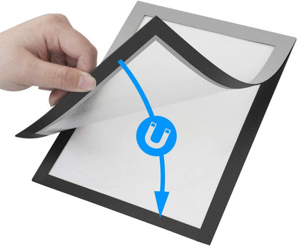 Document Sign Holder Pockets with Adhesive Back, Plastic Poster Picture Notice Display Frame for Window/Door/Wall/Cabinet, 8.5 x 11.6 Inches, Silver, 2 Pack