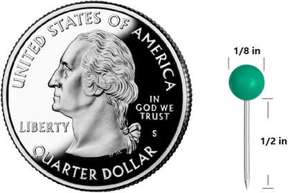 Map Tacks 1/8-Inch Assorted Color Beads Head Map Marking Push Pins,500-count (Green)