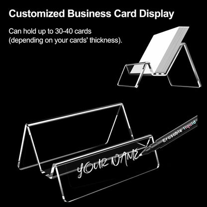 Acrylic Business Card Holder for Desk & Counter, Business Card Holder Display, Clear Business Card Stand, Business Cards Holder Stand, Desktop Plastic Name Card Organizer, 6 Pack