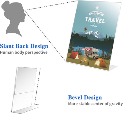 8 Pack Acrylic Sign Holder 8.5 X 11, L Shape Clear Sign Holder, Clear Plastic Sign Holder Picture Photo Frames, Flyer Document Paper Display Stand for Office Desktop