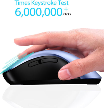 memzuoix 2.4G Wireless Mouse, 1400 DPI Mobile Optical Cordless Mouse with USB Receiver, Portable Computer Mice Wireless Mice for Laptop, PC, Desktop, MacBook, 5 Buttons (Navy Blue)