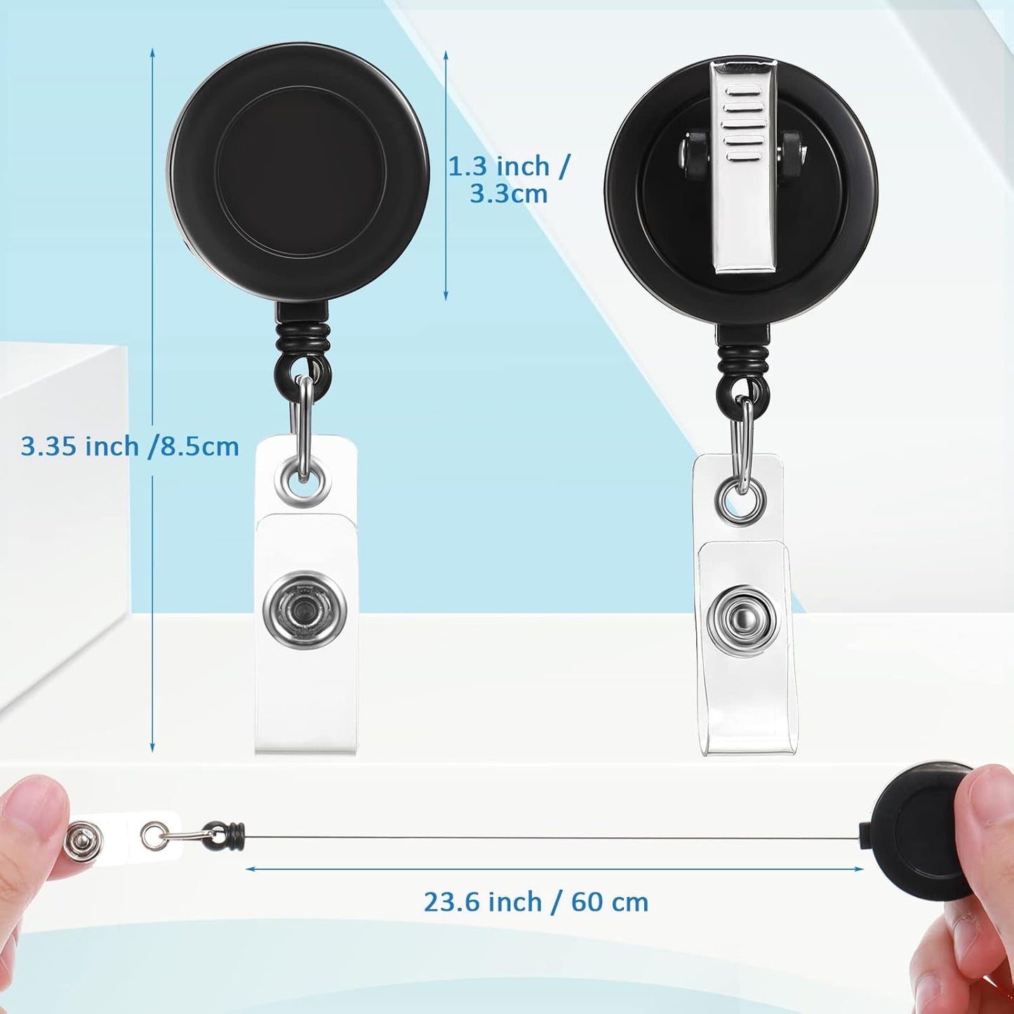 150 Pcs Black Retractable Badge Reels Bulk Holders Reels Clip with Alligator Swivel Clip by ID for School Office Supplies