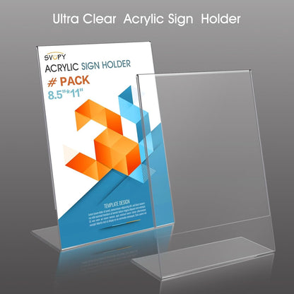 Acrylic Sign Stand Holders - 8.5 x 11 Clear Plastic Table Paper Display Stand, Suit for Displaying Posters, Picture, Flyers, Menu - 10 Pack