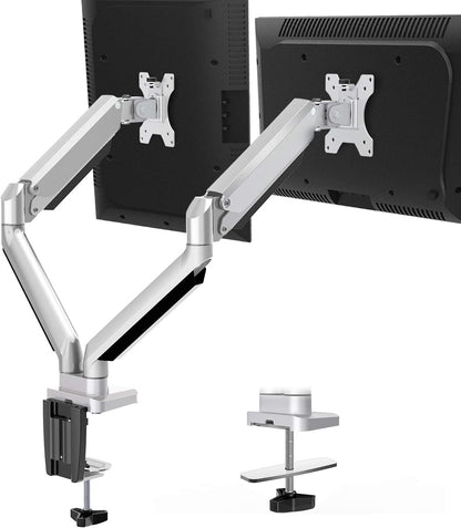 MOUNTUP Dual Monitor Desk Mount, Die-Cast Aluminum Fully Adjustable Double Monitor Arm with Gas Spring, Computer Monitor Stand Fits 2 Screen 17 to 32 inch - Each Arm Holds 3.3-17.6LBS, MU0024