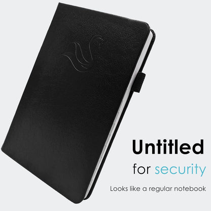 Elegant Password Book with Alphabetical Tabs - Hardcover Password Book for Internet Website Address Login - 5.2" x 7.6" Password Keeper and Organizer w/Notes Section & Back Pocket (Black)
