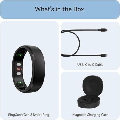 RingConn Gen 2, World’s First Smart Ring with Sleep Apnea Monitoring, No APP Subscription, 12-Day Battery Life, Stress/Heart Rate/Women's Health Tracker, Android & iOS Compatible (Black, Size 11)