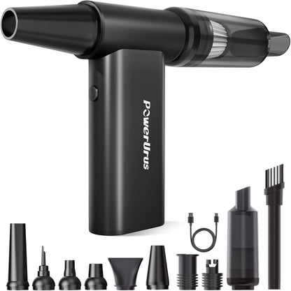 Compressed Air Duster, PowerUrus 200000RPM Electric Air Duster with Brushless Motor, 4-Gear Adjustable Cordless Air Blower, 8000mAh Rechargeable Air Duster for Keyboard, PC, Outdoor and Home Cleaning