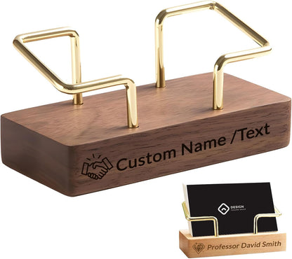 HJX Custom Business Card Holder for Desk - Personalized Engraved Name Logo Wooden Business Card Organizer, Customized Business Card Desktop Display Gifts for Men Women (1 pack)