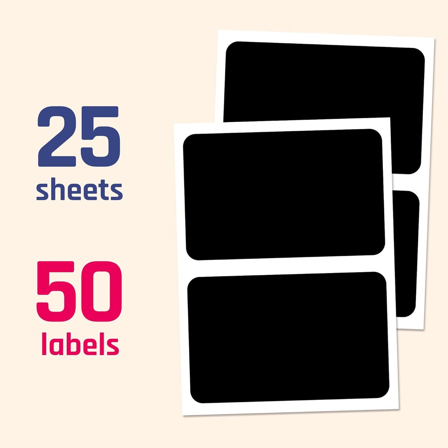 50-Pack, Chalkboard Labels Stickers, Erasable and Reusable - Rectangle, 6" x 4"