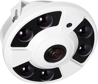 5MP Fisheye POE IP Camera, 1.7mm Lens(170° FOV), 6 Array IR LED Night Vision, Indoor Dome Surveillance Cam Motion Detection, PC/Phone App(IF02-P-TS)