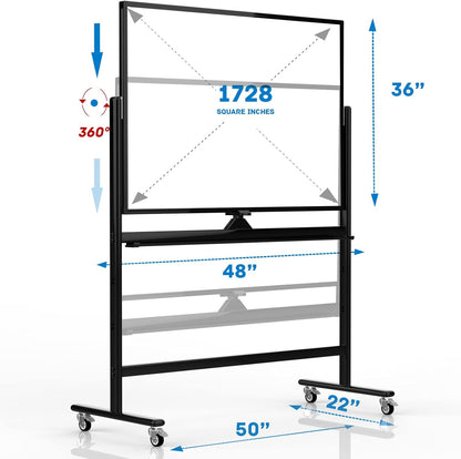Large Dry Erase Board 48 x 36 Magnetic Non-Foldable Whiteboard with Stand Portable Mobile Rolling Double Sided with Wheels for Office Home Classroom