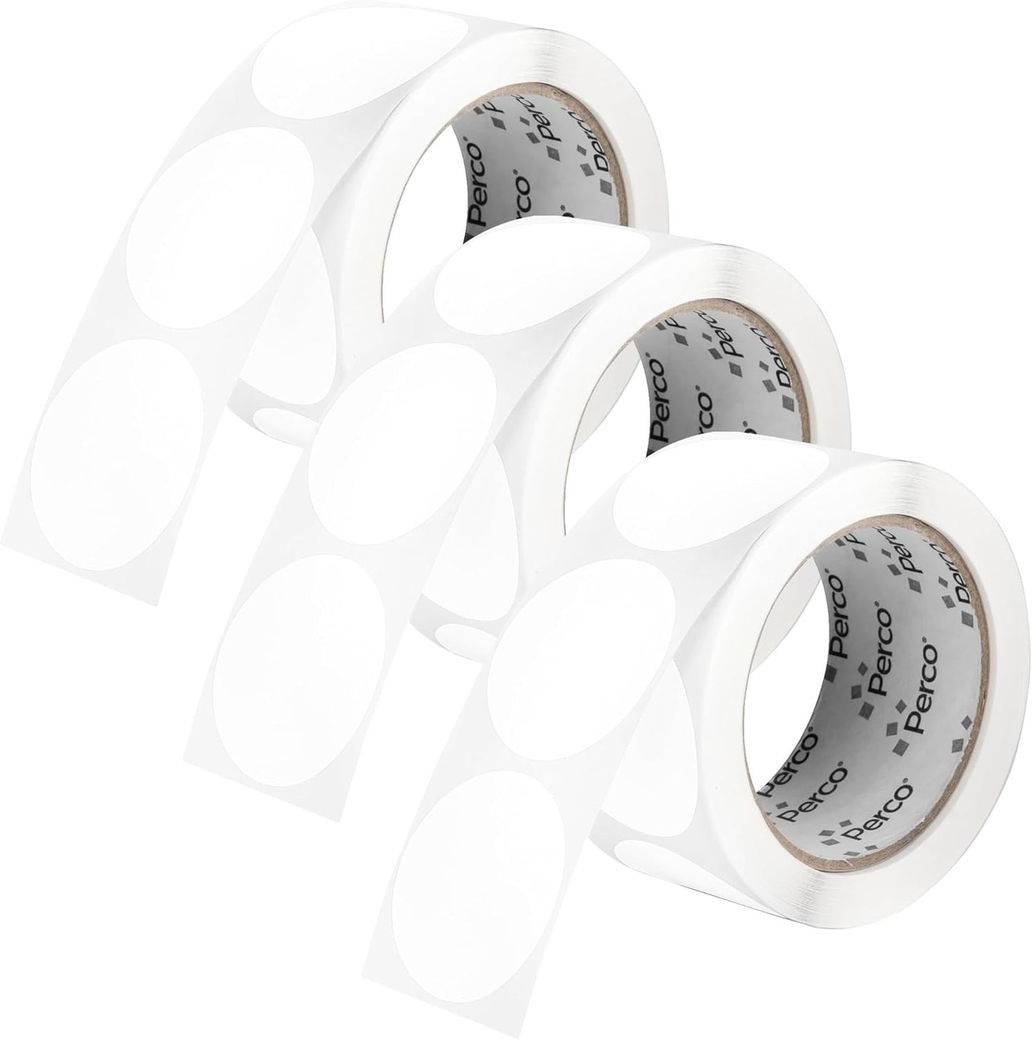 Perco White 2-Inch Round Circle Dot Sticker Labels - Multi-Roll Pack (3 Rolls, 500 Labels Each) - Permanent Adhesive, Vibrant Colors, Strong Hold - Perforated for Easy Use - Made in USA