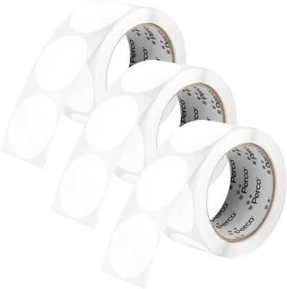 Perco White 2-Inch Round Circle Dot Sticker Labels - Multi-Roll Pack (3 Rolls, 500 Labels Each) - Permanent Adhesive, Vibrant Colors, Strong Hold - Perforated for Easy Use - Made in USA