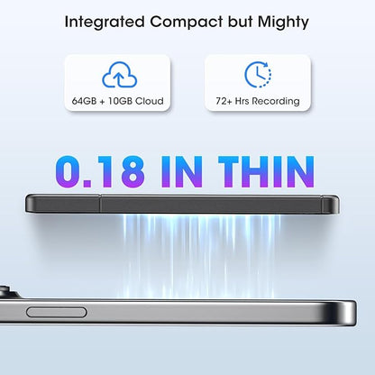 AI Voice Recorder - AI Note Taking Device with Transcribe & Summarize, Support 118 Languages, 64GB APP Control, AI Noise Cancellation, Clear Audio Recorder for Lectures, Meetings, Calls
