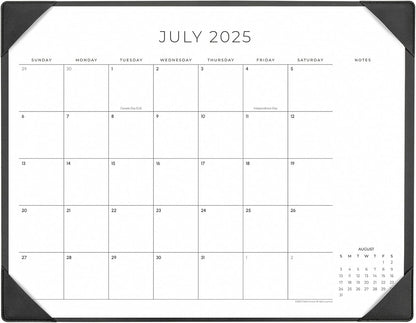 Cabbrix Simplified Desk Calendar 2025-2026 with Desktop Mat, Desk Pad Calendar Large 21" x 16-1/2" Covering July 2025 to June 2026, Monthly Desktop Calendar for Home School and Office (Black)