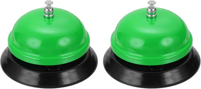 uxcell 2Pcs Desk Service Call Bell, 3.35 Inch Metal Dinner Service Bell Ring for Hotel Restaurant Reception Area and Wedding Party Events, Green