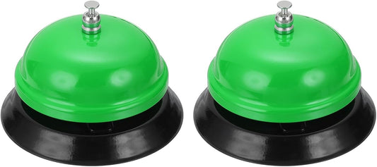 uxcell 2Pcs Desk Service Call Bell, 3.35 Inch Metal Dinner Service Bell Ring for Hotel Restaurant Reception Area and Wedding Party Events, Green