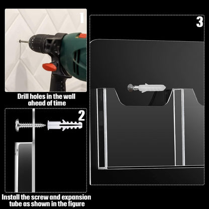 Weysat Acrylic Brochure Pamphlet Holder Brochure Display Stand Business Tri Fold Multi Slot Holder Rack Wall Mount Clear Pocket Space Saver for Flyer Literature Menu Advertise(1 Piece)