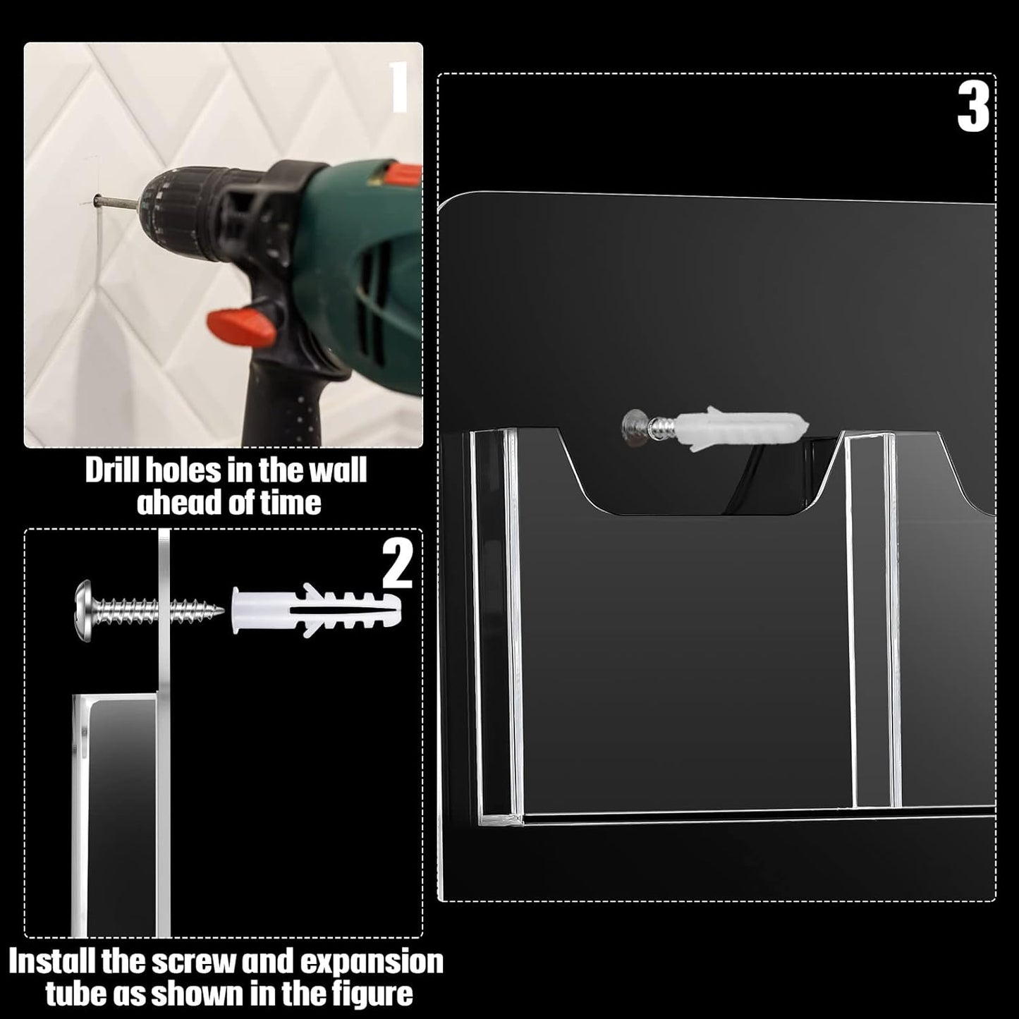 Weysat Acrylic Brochure Pamphlet Holder Brochure Display Stand Business Tri Fold Multi Slot Holder Rack Wall Mount Clear Pocket Space Saver for Flyer Literature Menu Advertise(2 Pieces)