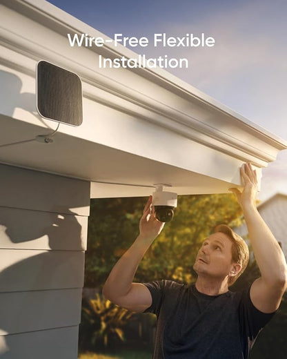 eufy Security SoloCam S340, Solar Security Cameras Wireless Outdoor, Cameras for Home Security, 360° Pan & Tilt Surveillance, No Blind Spots, 2.4 GHz Wi-Fi, No Monthly Fee, HomeBase S380 Compatible