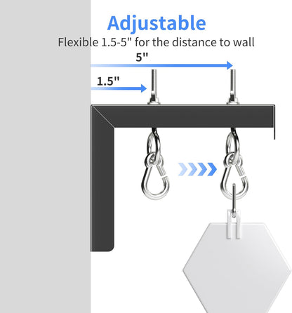 Universal Projector Screen Wall Mount L-Brackets Hanging Ceiling Mount, 6 inch Adjustable Extension with Hook for Home Projector and Movie Screens, Hold up to 66 lbs, Black PRL003B